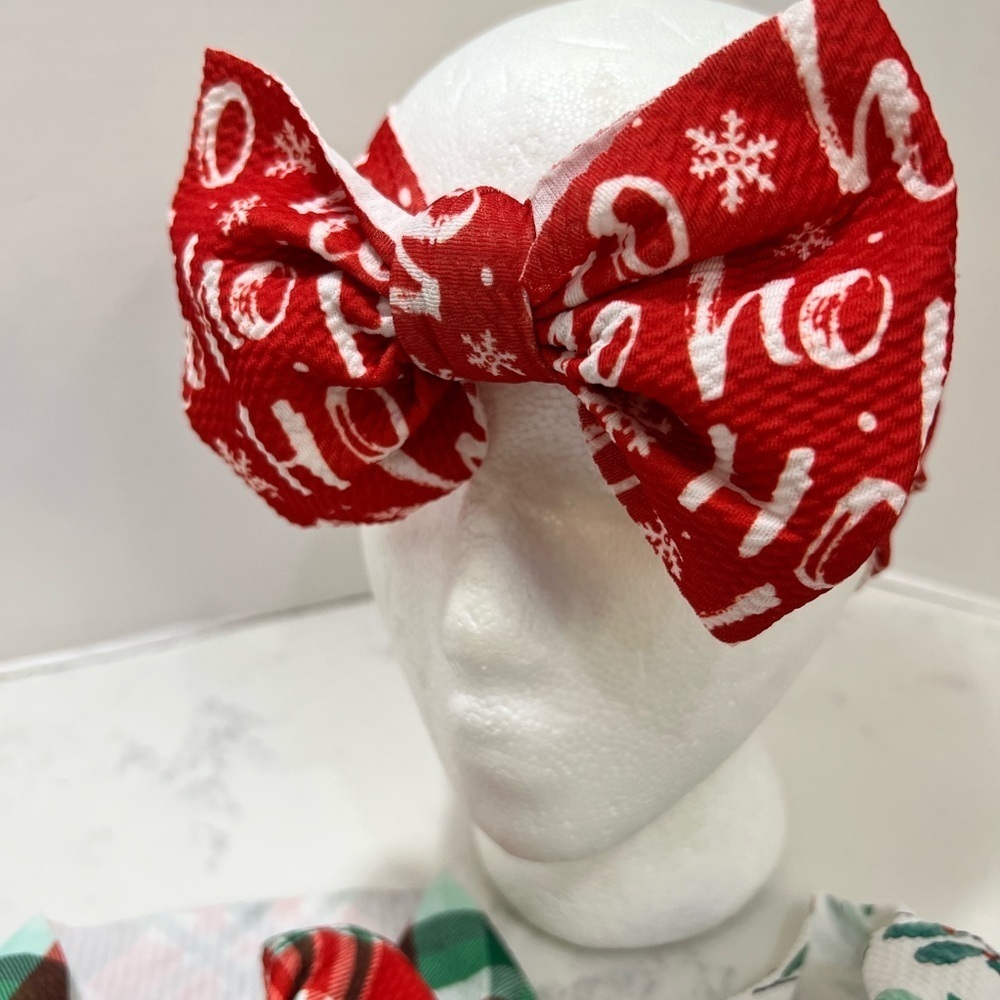 Festive Holiday Bow Headbands. Set of 5